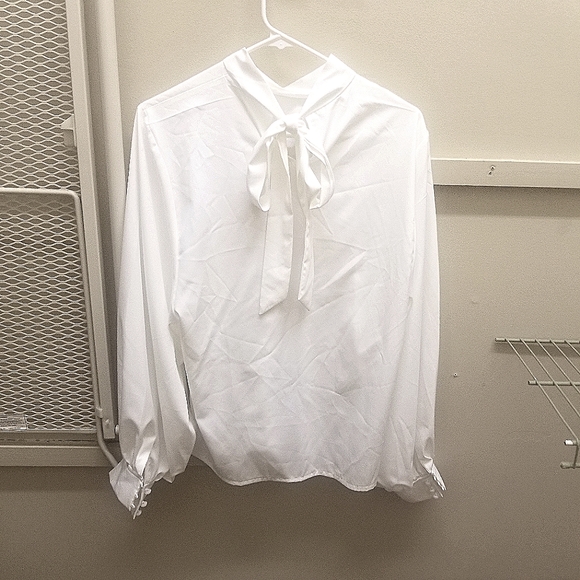 White Tie Neck Blouse - Picture 8 of 8
